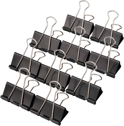 H&S Multi-purpose Jumbo Foldback Clips for Paperwork - (Pack of 10) Black Binder Office Clips for Paper & Pictures - Bulldog Large Binder Clips fo...