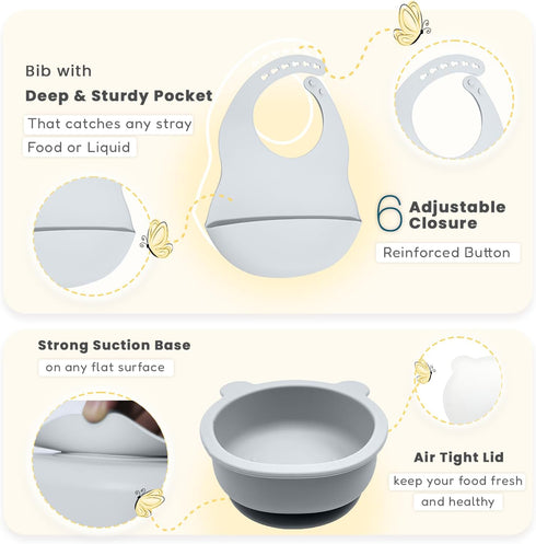 Baby Feeding Set of 4–Made from Premium Food-Grade & BPA-Free Silicone Baby Weaning Set –Durable & Eco-Friendly Toddler Plates, Safe Baby Feeding ...