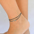 Boho Layered Leather Anchor Anklet Bracelet Black Leather Cord Ankle Bracelets Black Rope Anklets Black String Anklets Foot Chain Jewelry for Wome...