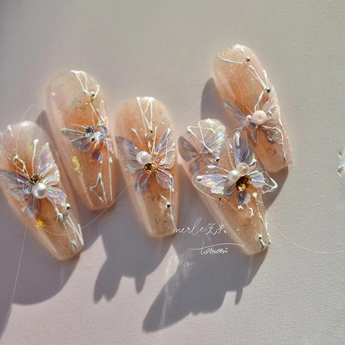 Butterfly Nail Art Stickers 5D Embossed Aurora Butterfly Nail Decals Pink Shining Butterfly Nails Adhesive Stickers Nail Art Supplies Butterfly St...