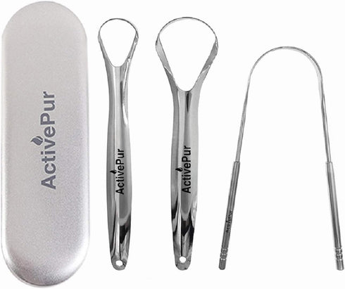 Tongue Scraper Cleaner (3 Pcs) Best Stainless Steel Tongue Cleaner Seller, Use mouth wash, toothpaste for Bad Breath, Improve good Oral Hygiene, H...