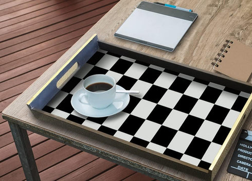 1339 Black White Mosaic Trellis Peel and Stick Wallpaper 17.7" x 9.8ft Square Lattice Self-Adhesive Checkered Contact Paper Shelf Liner Kitchen Ba...