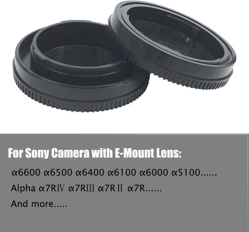 E-Mount Body Cap & Rear Lens Cap Cover for Sony a6600 a6500 a6400 a6100 a6000 E-Mount Camera (2 Kits), Fire Rock Lens Accessories for Sony Alpha a...