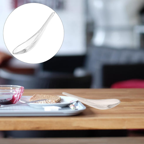 CALLARON Glass Foods Spoon Glass Spoon Glass Cake Spoons Clear Rice Spoon Glass Soup Spoons for Kitchen Restaurant Ice Cream Spoon...