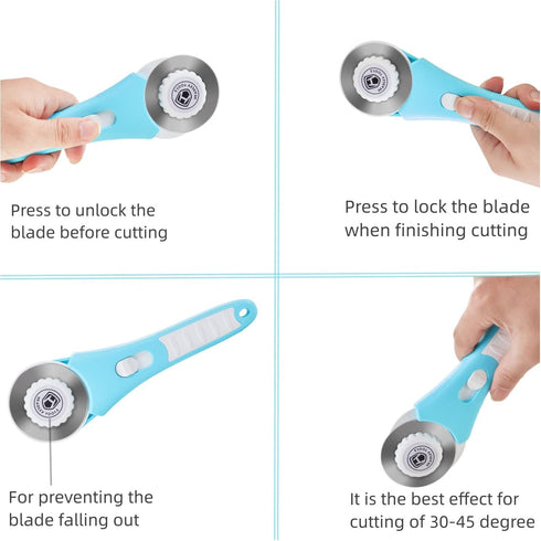 60mm Rotary Cutter with 5pcs Extra Blades, Bearing Design Rolling Cutter with Safety Lock for Fabric, Leather, Crafting, Sewing, Quilting, Fabric ...