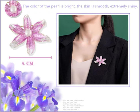 Iris Flower Enamel Pins Brooches with Pearl Bag Clothes Lapel Pins Badge Plant Brooch Pin Jewelry Gifts for friends...