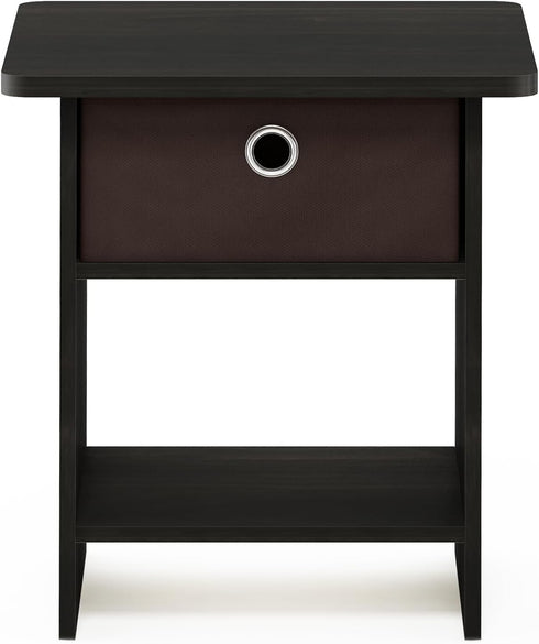 Furinno Dario End Table / Side Table / Night Stand / Bedside Table with Bin Drawer, 1-Pack, Espresso/Brown...