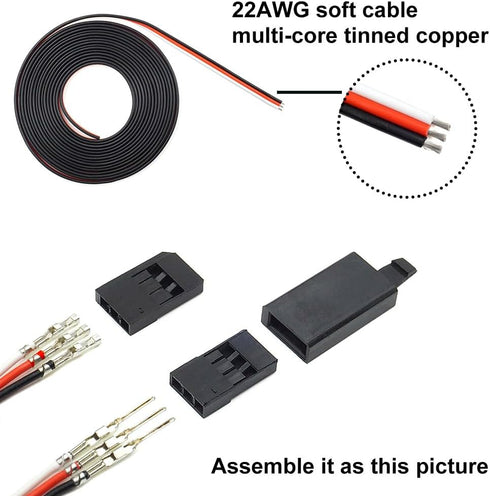 30 Sets Servo Connector Male Female Plug Crimp Pin Cable Kit Compatible with Futaba JR Hitec Spektrum RC Connectors (without Crimping Tool)...