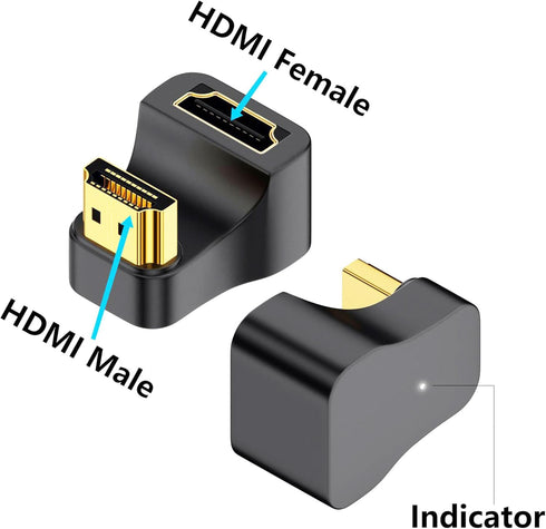 U Shape HDMI 2.1 Adapter Male to Female Standard HDMI Type A Adapter UHD 3D 8K@60Hz 180 Degree Up Angle for Laptop Projector TV PC...