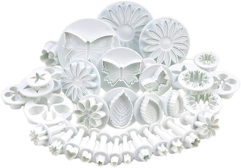 33 Piece Fondant Cake Cookie Plunger Cutter Sugarcraft Flower Leaf Butterfly Heart Shape Decorating Mold DIY Tools...