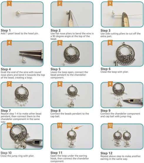 SUNNYCLUE 1 Box DIY 6 Pairs Vintage Ethnic Indian Dangle Earrings Making Kit Jhumka Jhumki Bollywood Gypsy Oxidized Chandelier Jewelry Craft Suppl...