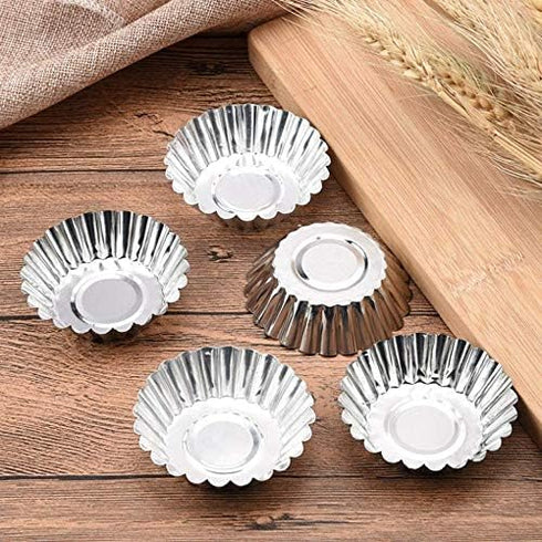 10 Pcs Stainless Steel Mini Tart/Pie Pans Reusable Tartlet Cupcake Baking Mold for Pies Baking Tool Non Stick...