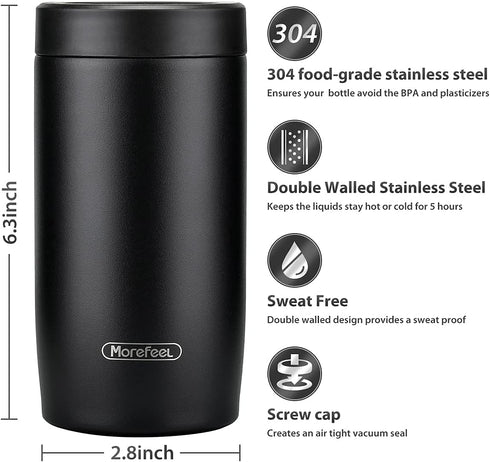 Morefeel 4-in-1 Skinny Can Cooler Double Wall Stainless Steel Insulated Can Holder, Works With 12 Oz Slim Can,Standard Cans,Beer Bottles & As Pint...