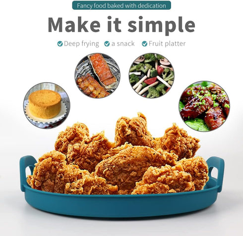Qiaoer 2 Pack Air Fryer Silicone Liners,8.3 Inch Round Air Fryer Silicone Basket,Heat Resistant Easy Clean Air Fryer Oven Accessories,Foldable Reu...