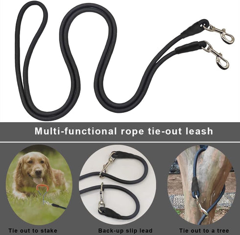 Tie Out Rope Dog Leash, 8-10-13-15-20-25-30-35-40-45-50FT Heavy Duty Nylon Check Cord for Medium Large Dogs Indoor/Outdoor Playing Camping Backyar...