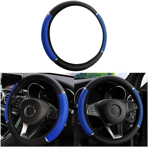 Car Steering Wheel Cover, Non-Slip, Elastic, Steering Wheel Cover for Men and Women, Universal Fit 15 Inches Cars, Vehicles, SUVs (Blue)...