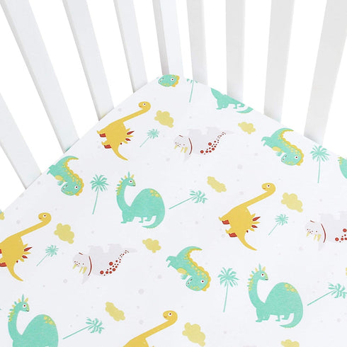 Dinosaur Crib Sheet for Boys Girls, Baby Crib Sheet Fit for Standard Crib and Toddler Mattress, Soft and Breathable Microfiber Crib Fitted Sheet f...