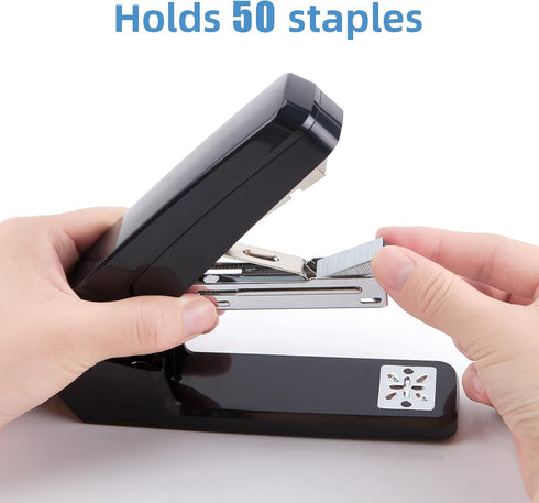 Deli/EZWORK Swing-Arm Swivel Stapler, 25 Sheets Capacity, 360 Degree Rotate Desk Staplers with 1000 Staples for Booklet or Book Binding, Black...