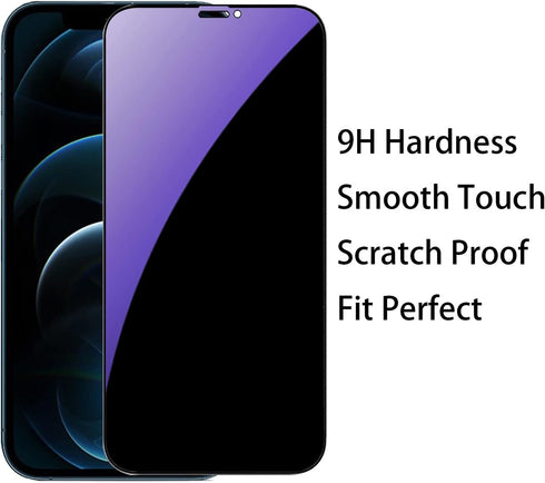 2 Pack Anti-Blue Privacy Tempered Glass Suit for iPhone 12 Pro Max Anti-Spy Screen Protector Anti-Peeping Film 9H Hardness Anti-scratch Full Cover...