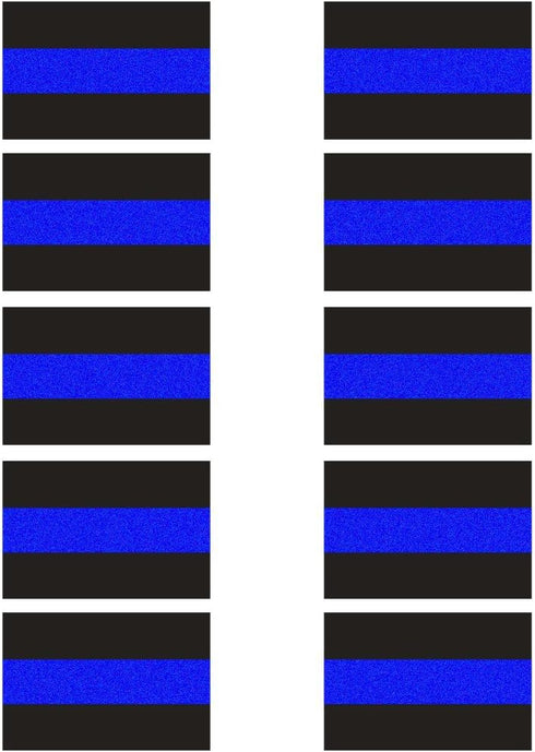 10 Pack Reflective License Plate Stickers (1.5" x 1") Police Thin Blue Line Vinyl Decal Stickers Honoring Police Law Enforcement Vinyl Window Lapt...