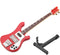 Red Miniature Bass Guitar Wood Replica Model Ornament with Adjustable Stand Mini Art Projects Christmas Gift...
