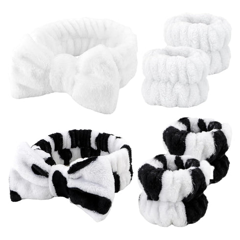 Canitor Spa Headband Wristband Set Skincare Headband for Washing Face Makeup Headband Wrist Bands Wrist Towels Preppy Teen Girl Gifts Trendy Stuff...