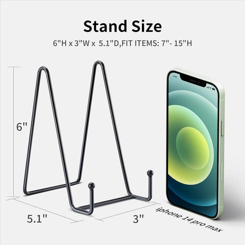 3 Pack 6 Inch Plate Stands for Display, Plate Holder Display Stand, Picture Frame Stand Black Metal Frame Holder Stands for Book,Small Easel,Decor...