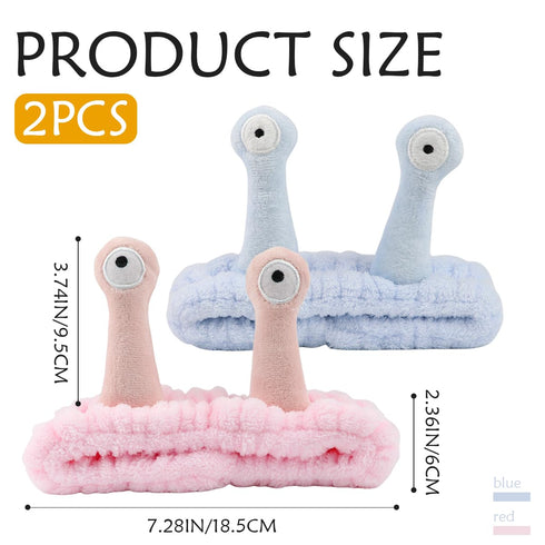 2 Pcs Women Headband for Washing Face, Cute Snail Makeup Headbands Soft Elastic Hairband Cute Snail Headband Makeup Headband Skincare Shower Hair ...