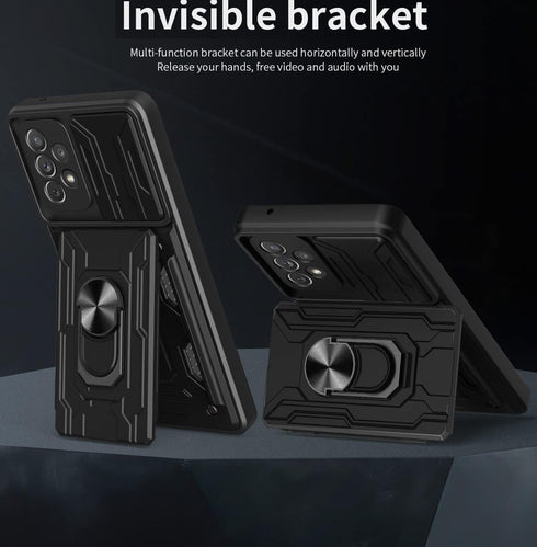 CCSmall Case for Samsung Galaxy A32 4G (Not 5G) with Card Holder, Heavy Duty Protection Phone Case with Magnetic Ring Kickstand Slide Camera Cover...