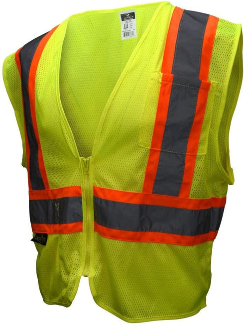 Radians SV22-2ZGM-3X Polyester Mesh Economy Class 2 High Visibility Zipper Closure Vest with Two-Tone Trim, 3X-Large, Green...