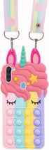Fun Case for Samsung Galaxy A11, Fidget Toys Stress Relief Phone Case with Strap, Push Pop Bubble 3D Cartoon Funny Kawaii Cute Silicone Cover for ...