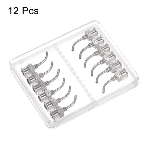 12pcs Dispensing Needles, 15 Gauge 1/2" Stainless Steel Blunt Tip 45 Degrees Bent Dispensing Needles with Luer Lock Connector for Ink Cartridges,G...