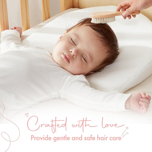 Baby Hair Brush,Wooden Handle Soft Goat Hair Baby Infant Head Massage Grooming Comb Newborns Toddlers Wood Hairbrush for Scalp Health Prevent...