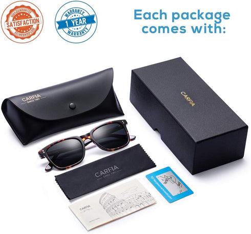 CARFIA Polarized Men's Sunglasses UV400 Protection for Driving Fishing Cool Man Acetate Shades CA5354L...