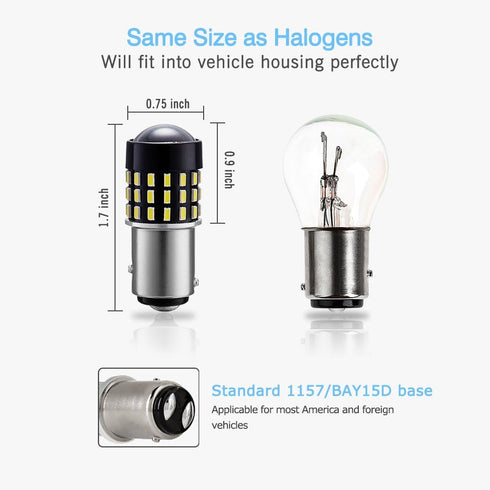4 X 1000 Lumens Super Bright 9-30V 1157 2057 2357 7528 LED Bulbs 3014 54-EX Chipsets with Projector for Back Up Reverse Lights DRL Tail Brake Ligh...