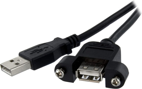 StarTech.com 3 ft Panel Mount USB Cable A to A F/M - Panel Mount USB Extension USB A-Female to A-Male Adapter Cable 3ft - USB-A (F) Port (USBPNLAF...