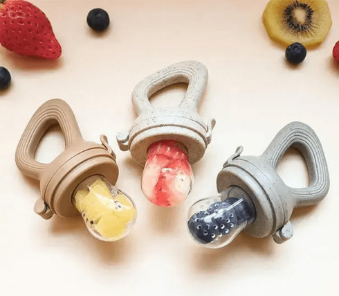 Avee & Co Silicone Teething Pacifier and Fresh Fruit Feeder, Baby Pacifier for Teething, Toddler Teething Toy (Beige)...