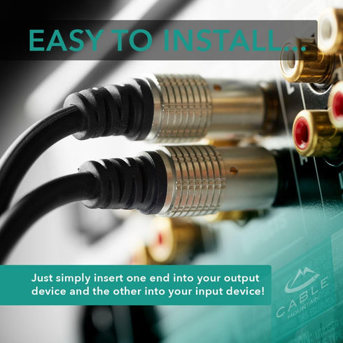 CableMountain 2xRCA to 2X RCA Cables 6.6FT - Gold Plated Male-to-Male Phono to Phono Cable | RCA Audio Cable for Amplifier, Turntable, TV, Home Th...