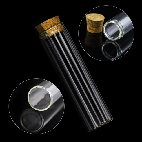 DEPEPE 30pcs 25ml Glass Test Tubes, 20×100mm Clear Flat Test Tubes with Cork Stoppers for Plants, Scientific Experiments, Bath Salt and Candy Stor...
