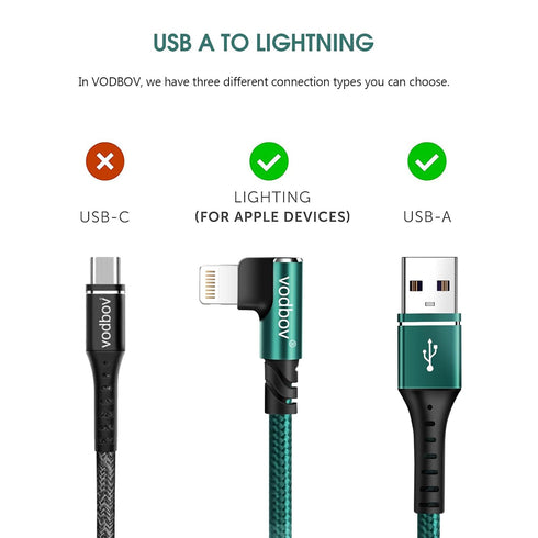 iPhone Charger, Right Angle Cable Lightning Cord 3PACK 1FT 3FT 6FT Nylon Braided USB Charging Wire High Speed Transfer Compatible with iPhone 14/1...