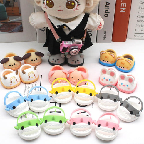 niannyyhouse 20cm Plush Doll Shark Shoes Sandals Slippers 8in Soft Stuffed Plush Toy Accessories Dress Up (Yellow)...