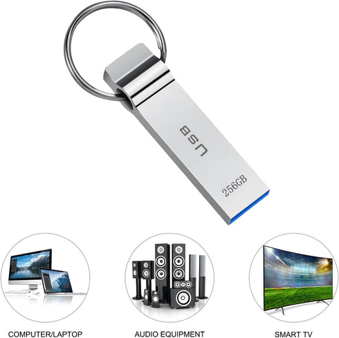 USB Flash Drive 230GB Waterproof USB Stick High Speed Memory Stick 230GB Ultra Large Storage Metal Thumb Drive with Keychain Design for Laptop Com...