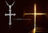 925 Sterling Silver Inlaid Crystal Cubic Zirconia Cross Pendant Necklace...