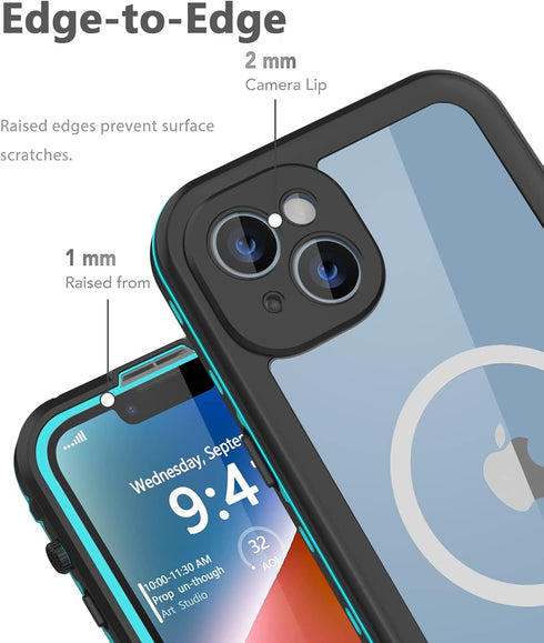 for iPhone 14 Plus Waterproof Case - Shockproof, Dustproof, Built-in Screen Protector, Magnetic Ring, 6.7" (Teal)...