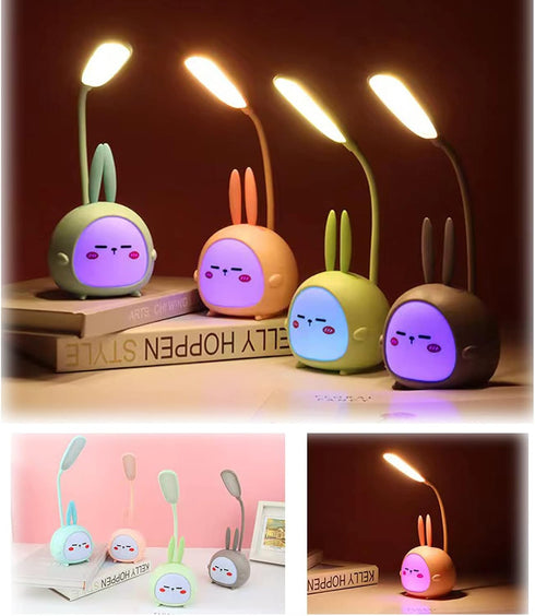 Mini Bunny Night Light, Portable LED Table Light, Cute Rabbit Foldable USB Rechargeable Reading Light Bedroom Children's Bedside Study (Blue Rabbi...