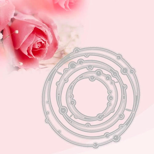 Silver 3D Spotted Line Circle Nesting Frame Cutting Dies for Card Making,Die-Cutting and Embossing,Metal Cutting Dies for Photo Paper Craft Album ...