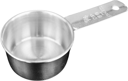 1/4 Cup Stainless Steel Measuring Cup | Sturdy Metal 60 ml Single Cup for Wet and Dry Ingredients | Great for use as 1/4 Cup Dog Food Scoop - 1 PK...