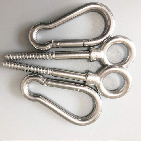 Hammock Hanging Kit, 2 Pack Hammock Chair Hook eye Hooks Heavy Duty Hooks Stainless Steel Hammock Hook Carabiner Set Swing Hardware for Hanging Yo...