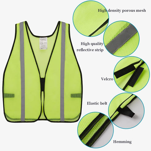 SIFE 1 Pack High Visibility Reflective Safety Vest,Made from Breathable and Neon Yellow Mesh Fabric,light weight for Man and Woman...
