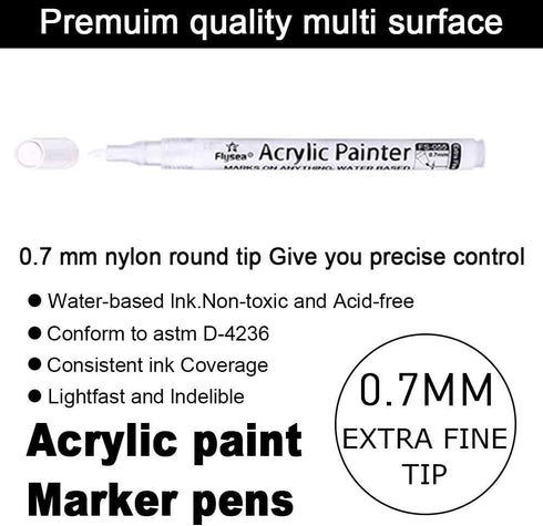 EBOT Acrylic Paint Pen White Black, 6 Pack Black Paint Markers for Rock Wood Fabric Plastic Leather Glass Stone Metal Canvas,Water-Based Acrylic P...